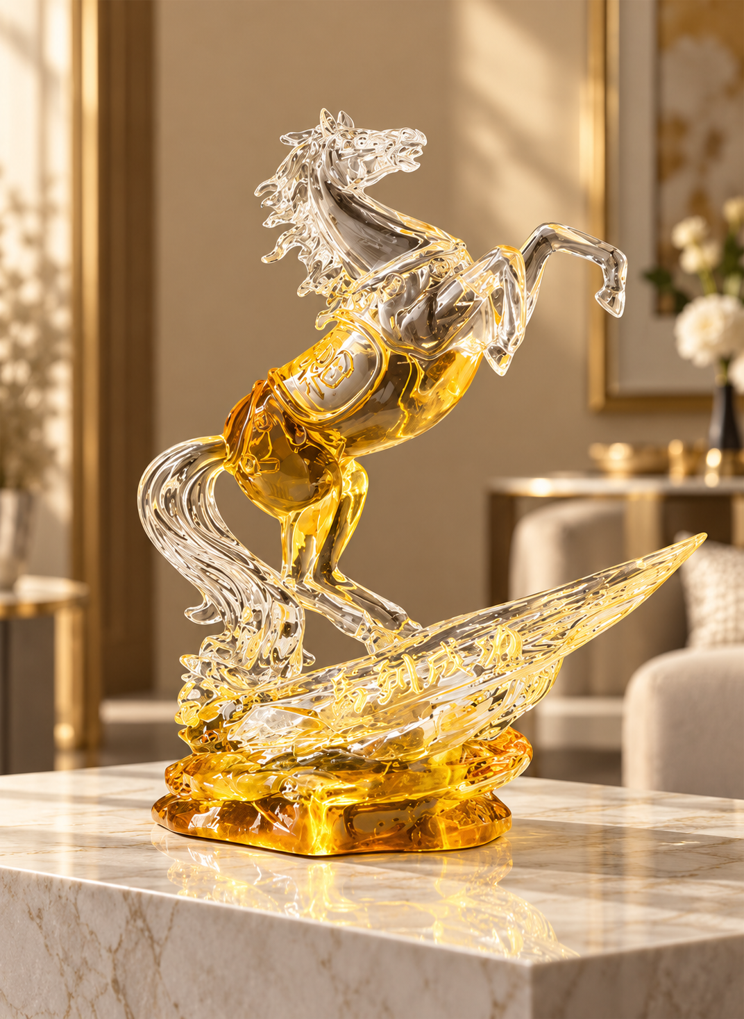 Crystal Horse Statue Modern Decor