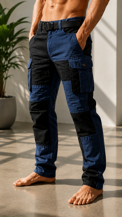 MEN'S BLACK AND TAN CARGO PANTS