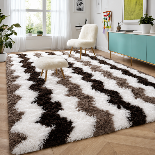 PLUSH FLUFFY ZIGZAG AREA RUG