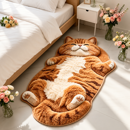 ORANGE TABBY CAT SHARPED RUG