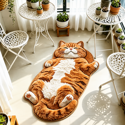 ORANGE TABBY CAT SHARPED RUG