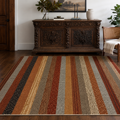 RETRO STRIPED MULTI-COLOR AREA RUG