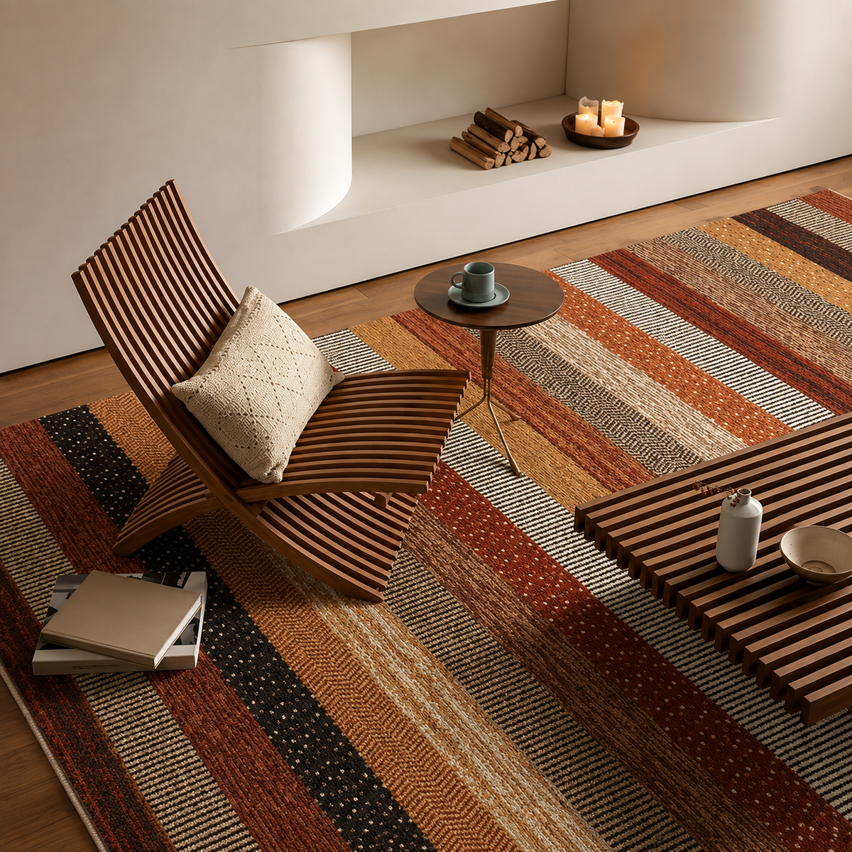 RETRO STRIPED MULTI-COLOR AREA RUG