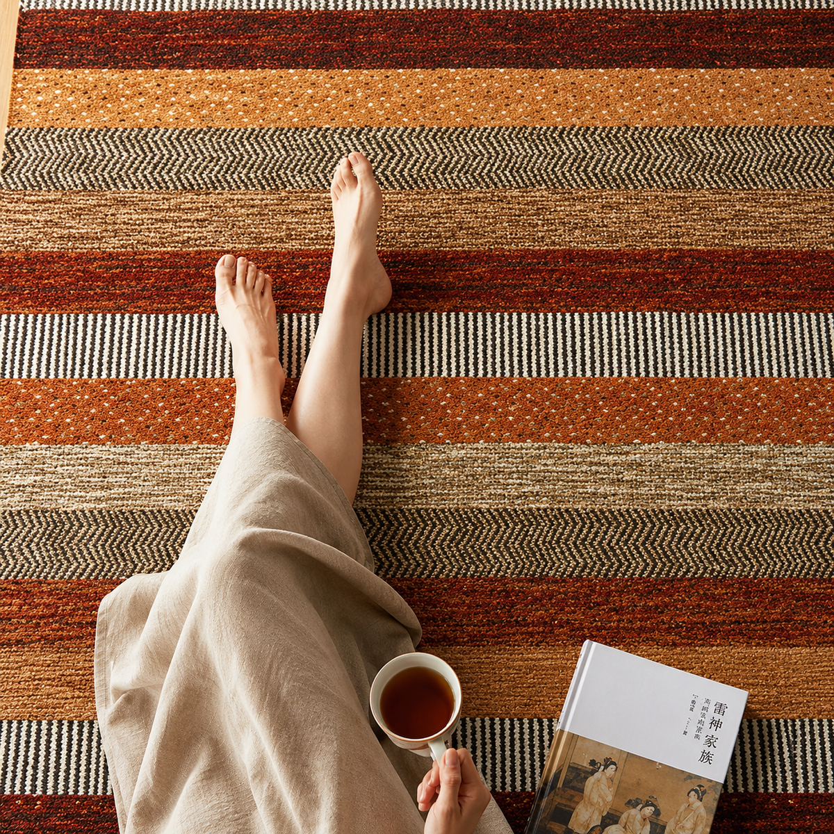 RETRO STRIPED MULTI-COLOR AREA RUG
