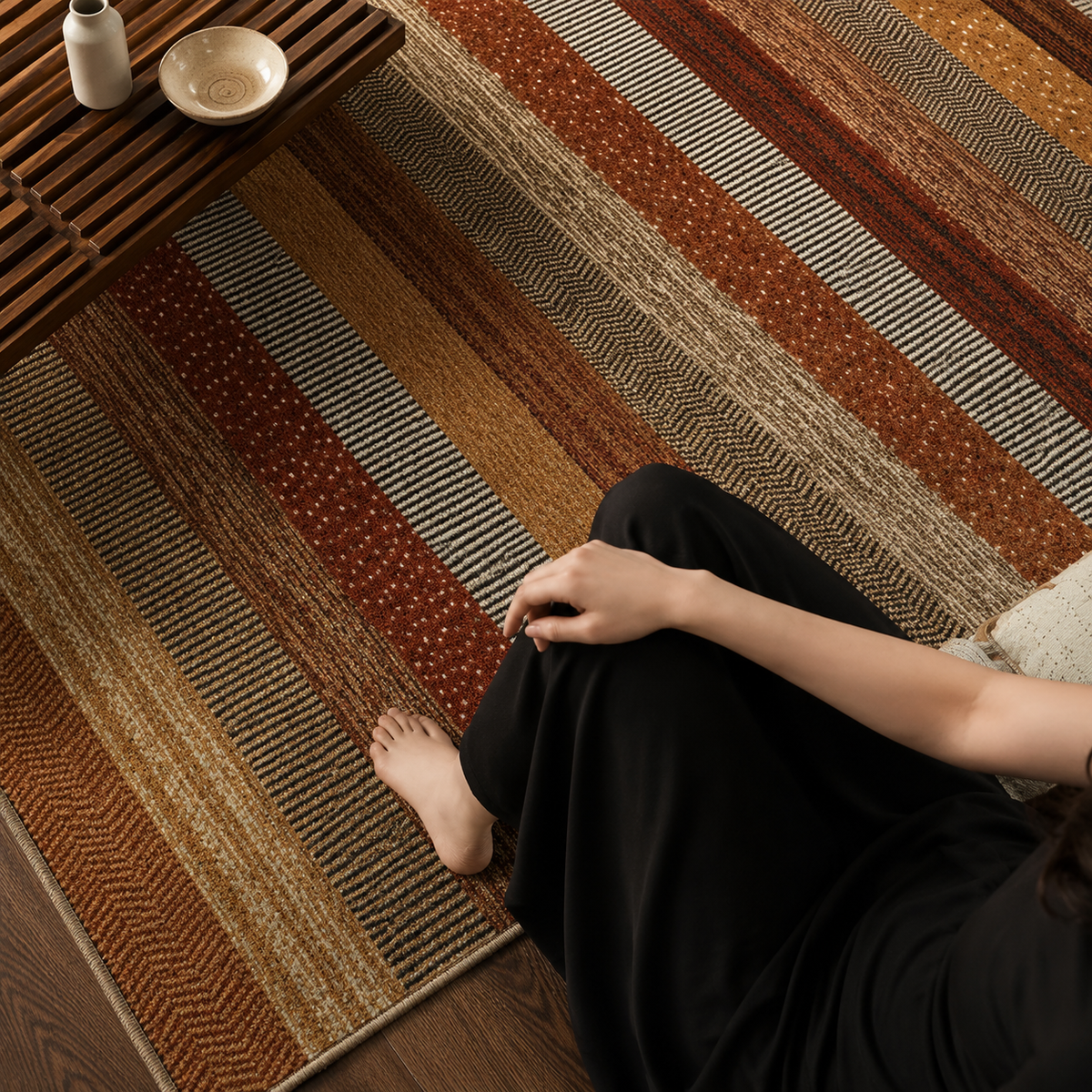 RETRO STRIPED MULTI-COLOR AREA RUG