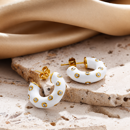 CHUNKY HOOPS WITH CRYSTAL ACCENTS