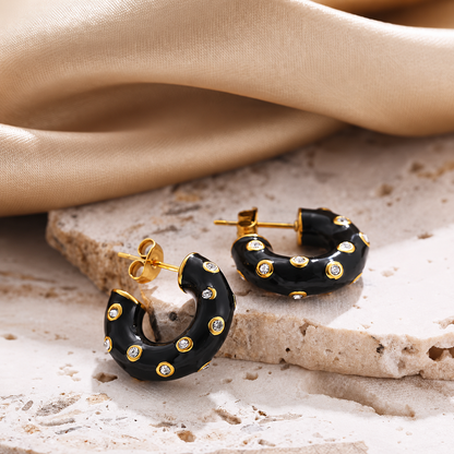 CHUNKY HOOPS WITH CRYSTAL ACCENTS