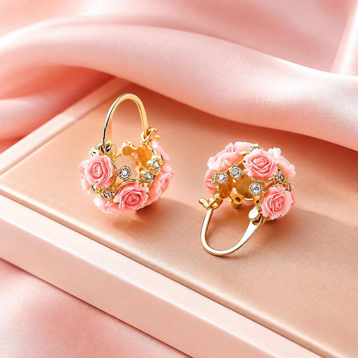 PINK ROSE GOLD HOOP EARRINGS