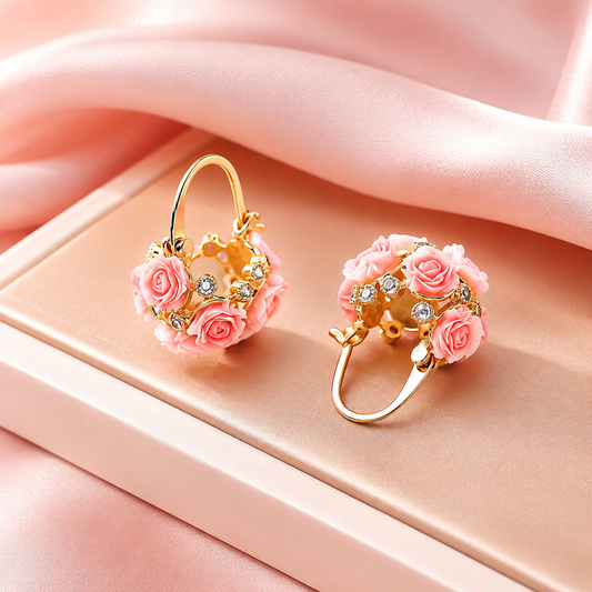 PINK ROSE GOLD HOOP EARRINGS