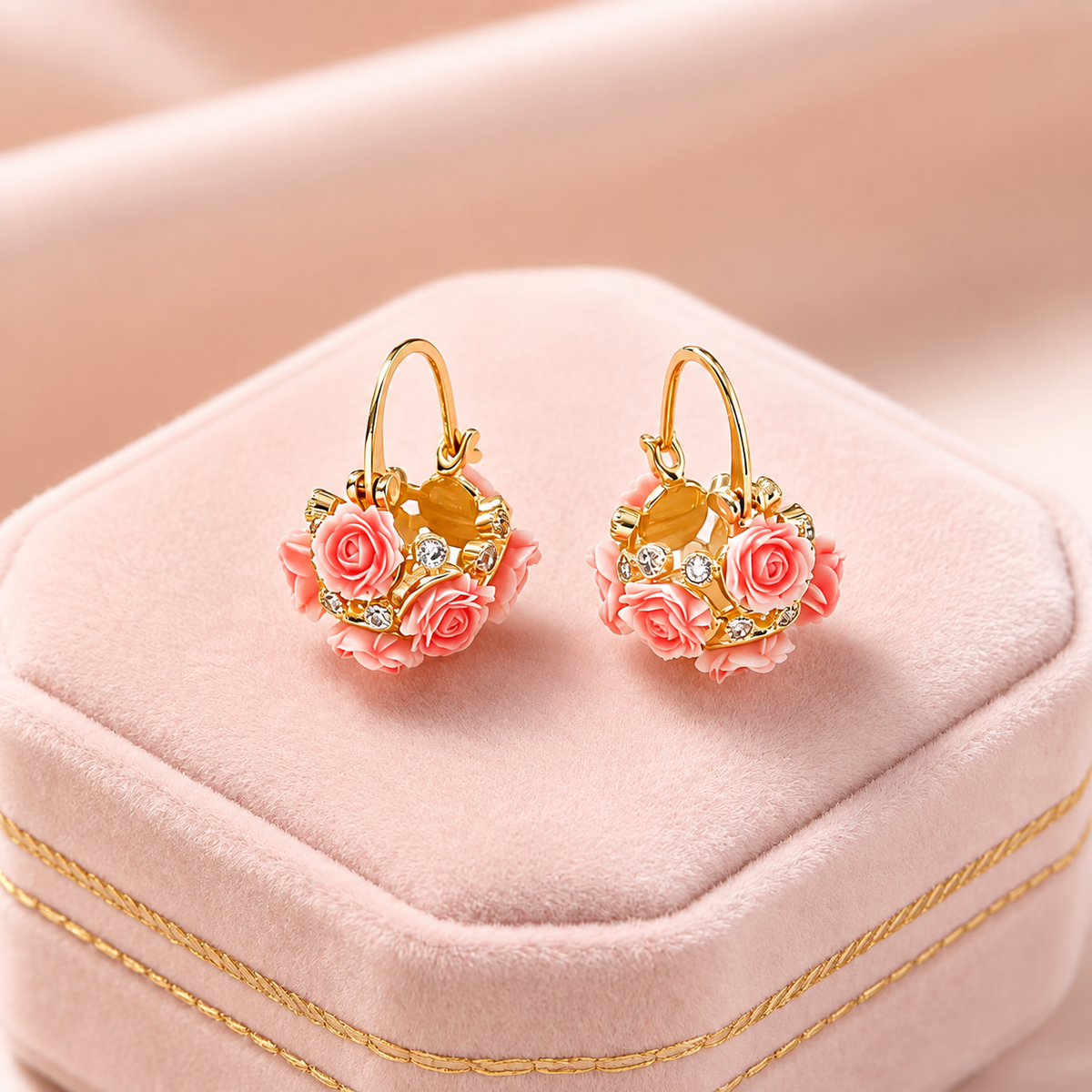 PINK ROSE GOLD HOOP EARRINGS