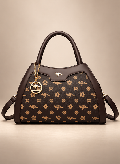 Tan Kangaroo Print Satchel Bag