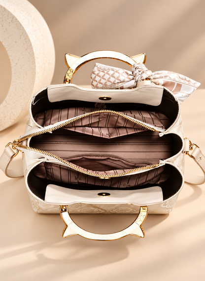 Ivory Embossed 2-Piece Bag Set