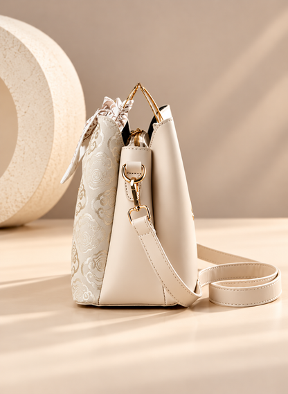 Ivory Embossed 2-Piece Bag Set
