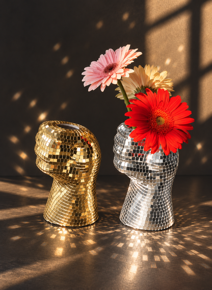 Mirrored Disco Head Vase