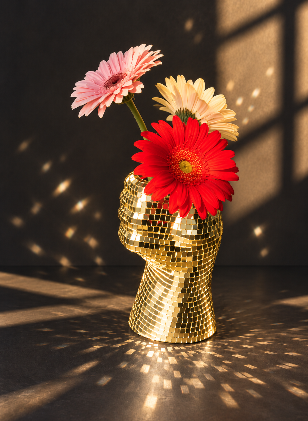 Mirrored Disco Head Vase