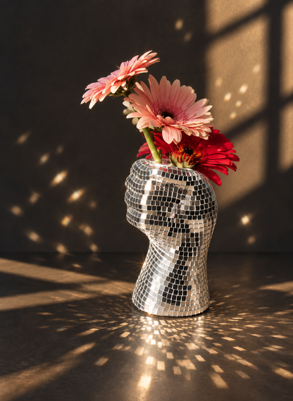Mirrored Disco Head Vase