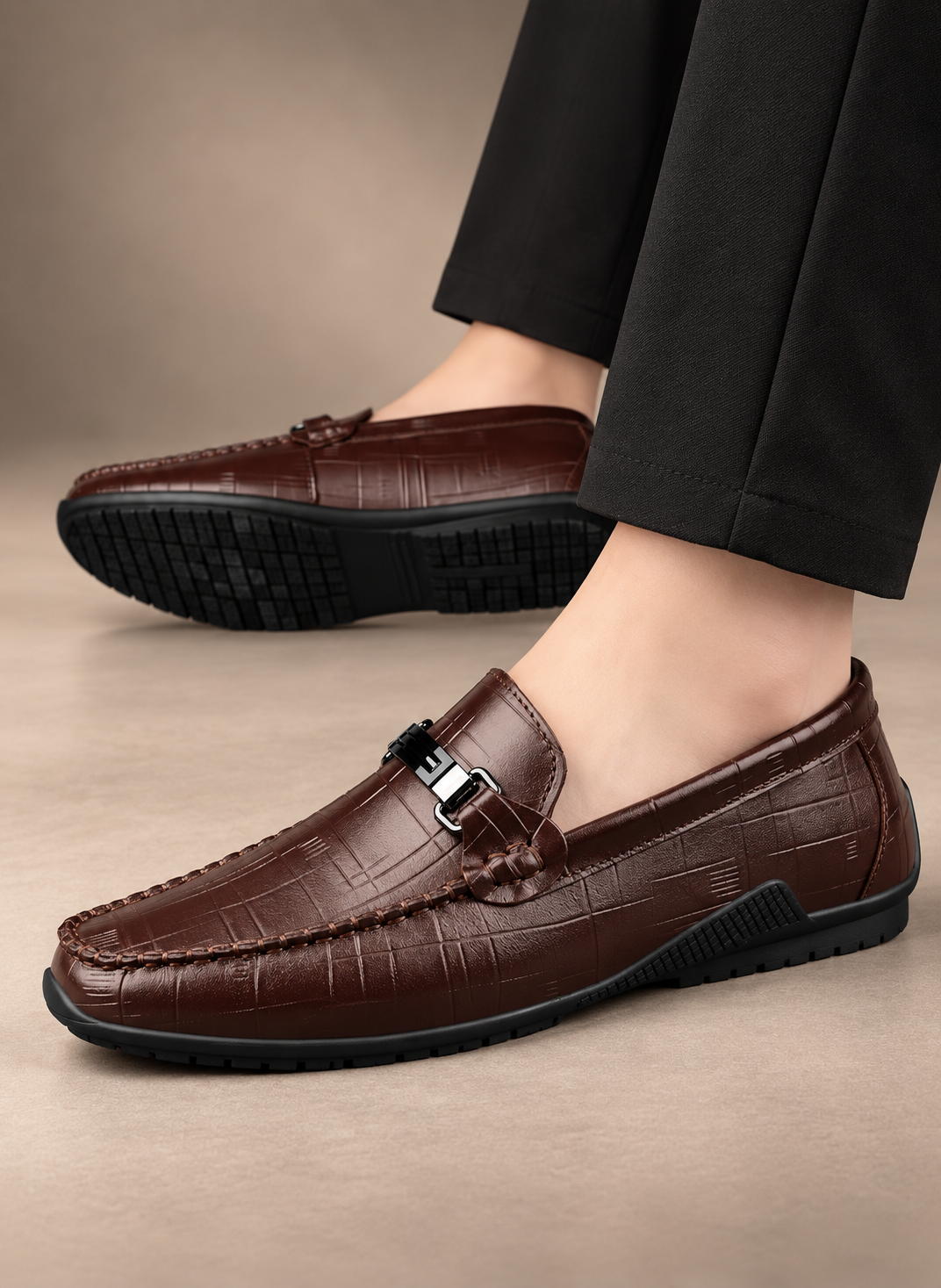 MEN'S TEXTURED LEATHER DRESS SHOES