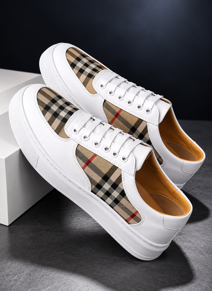 MEN'S PLAID PANEL WHITE SNEAKERS