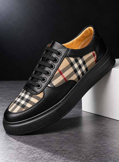 MEN'S PLAID PANEL WHITE SNEAKERS