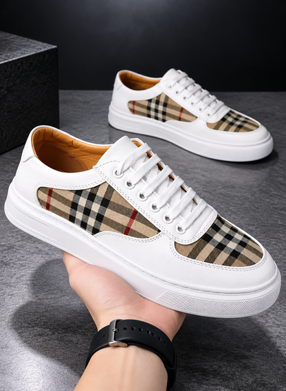 MEN'S PLAID PANEL WHITE SNEAKERS