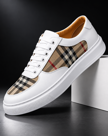 MEN'S PLAID PANEL WHITE SNEAKERS