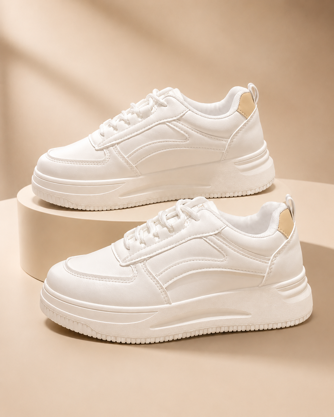 WOMEN CLASSIC WHITE PLATFORM SNEAKERS