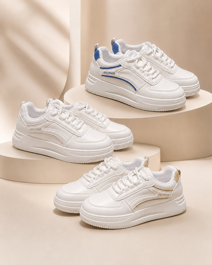WOMEN CLASSIC WHITE PLATFORM SNEAKERS