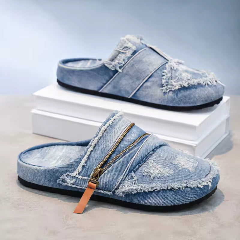 MEN'S DENIM SLIP-ON MULES
