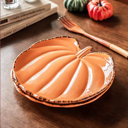 PUMPKIN SHAPED CERAMIC SERVING PLATE