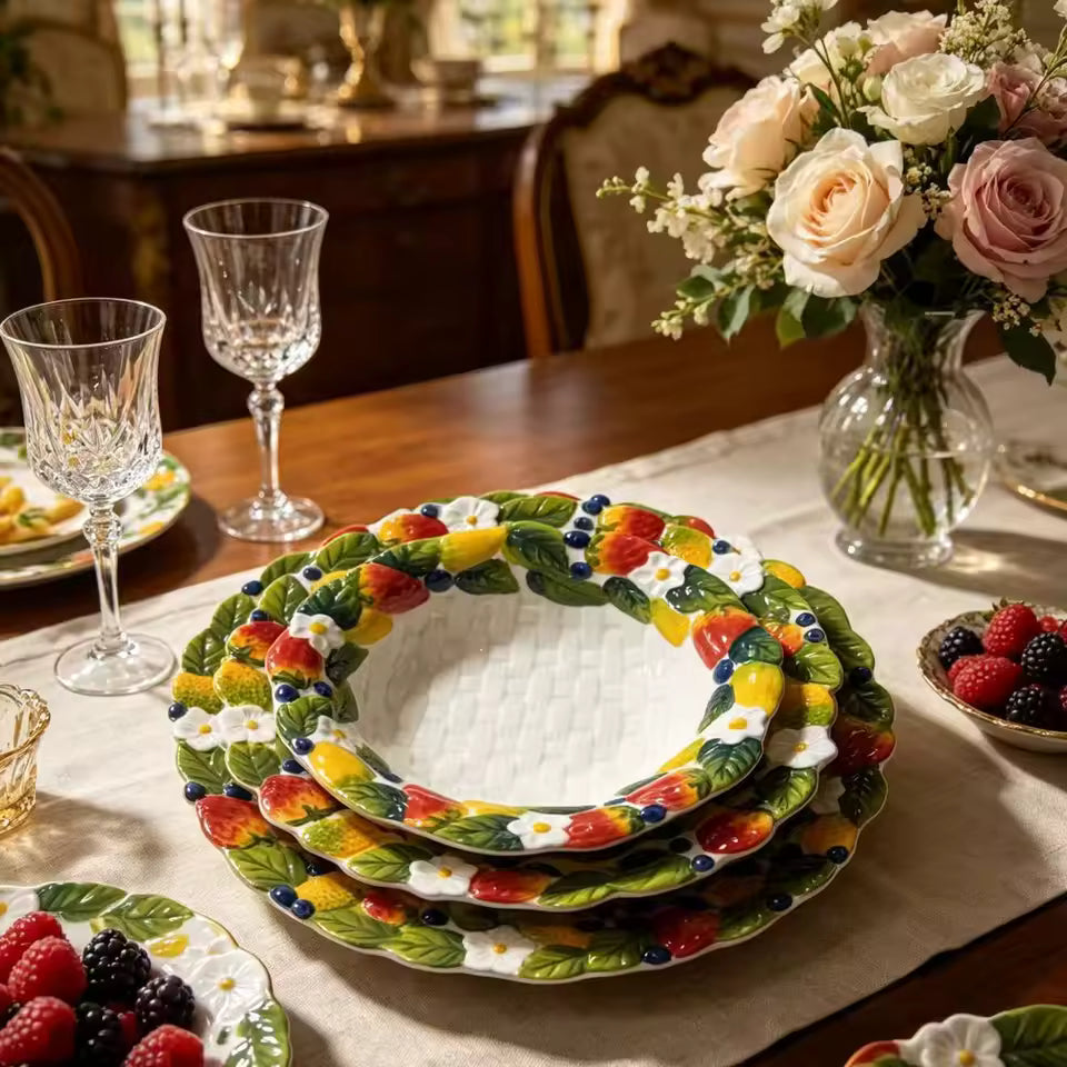 STRAWBERRY FLORAL RELIEF PLATES