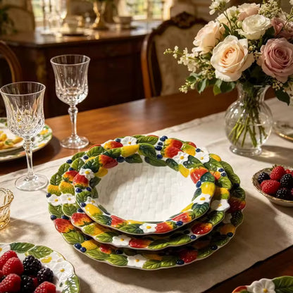 STRAWBERRY FLORAL RELIEF PLATES
