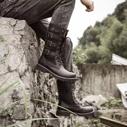 UNISEX TALL BUCKLE COMBAT BOOTS