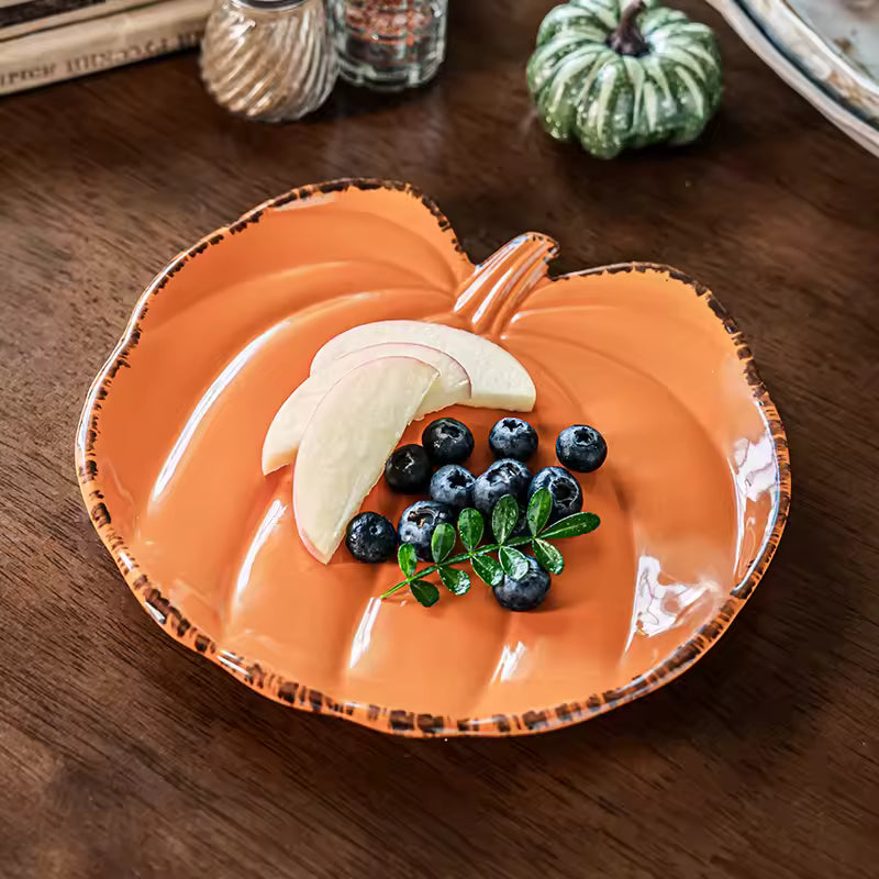 PUMPKIN SHAPED CERAMIC SERVING PLATE