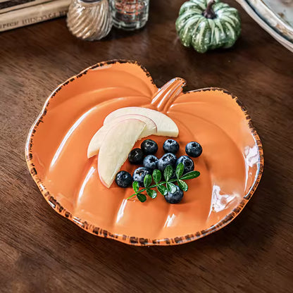 PUMPKIN SHAPED CERAMIC SERVING PLATE