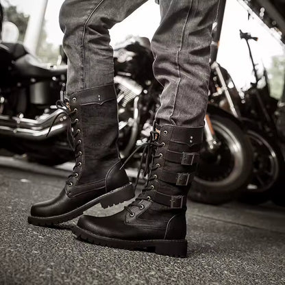 UNISEX TALL BUCKLE COMBAT BOOTS