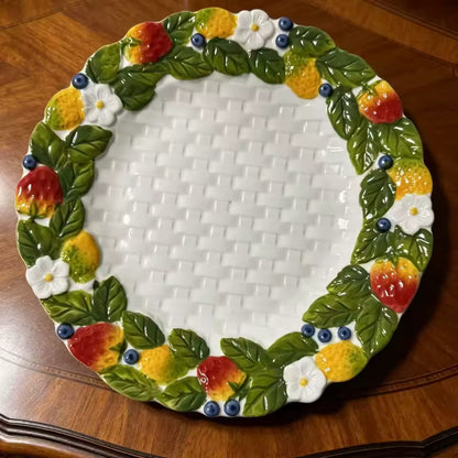 STRAWBERRY FLORAL RELIEF PLATES