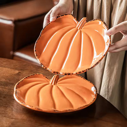 PUMPKIN SHAPED CERAMIC SERVING PLATE