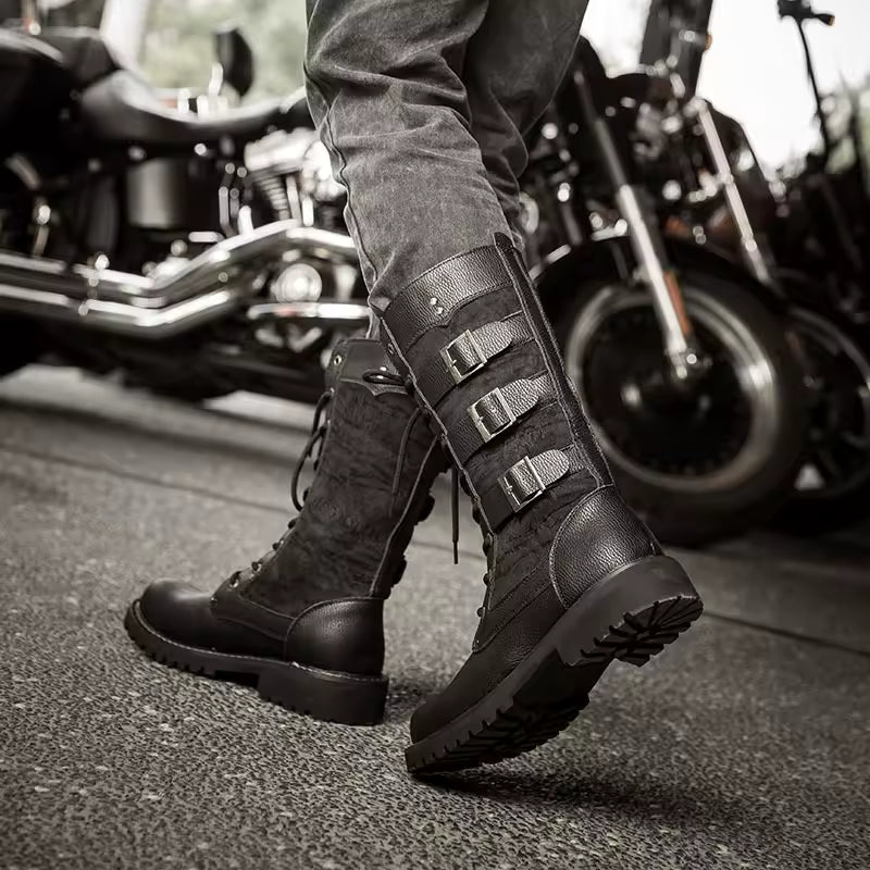 UNISEX TALL BUCKLE COMBAT BOOTS