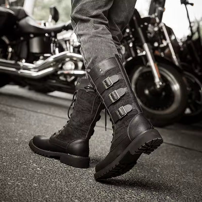 UNISEX TALL BUCKLE COMBAT BOOTS
