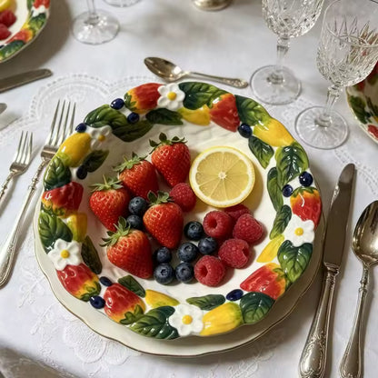 STRAWBERRY FLORAL RELIEF PLATES