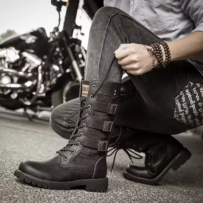 UNISEX TALL BUCKLE COMBAT BOOTS