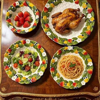 STRAWBERRY FLORAL RELIEF PLATES
