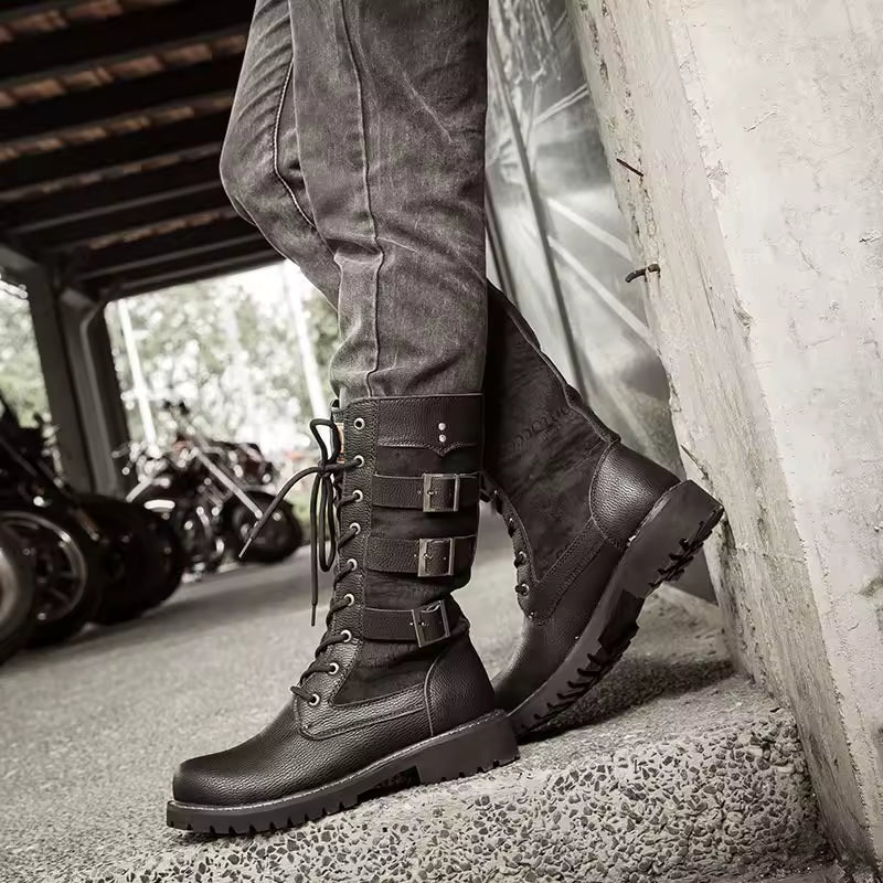 UNISEX TALL BUCKLE COMBAT BOOTS