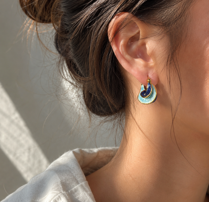 OCEAN WAVE ENAMEL HOOP EARRINGS