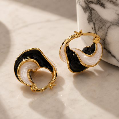 OCEAN WAVE ENAMEL HOOP EARRINGS