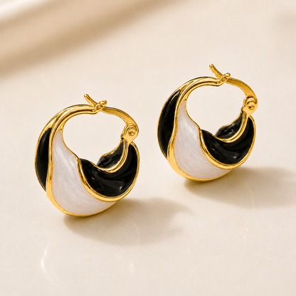 OCEAN WAVE ENAMEL HOOP EARRINGS