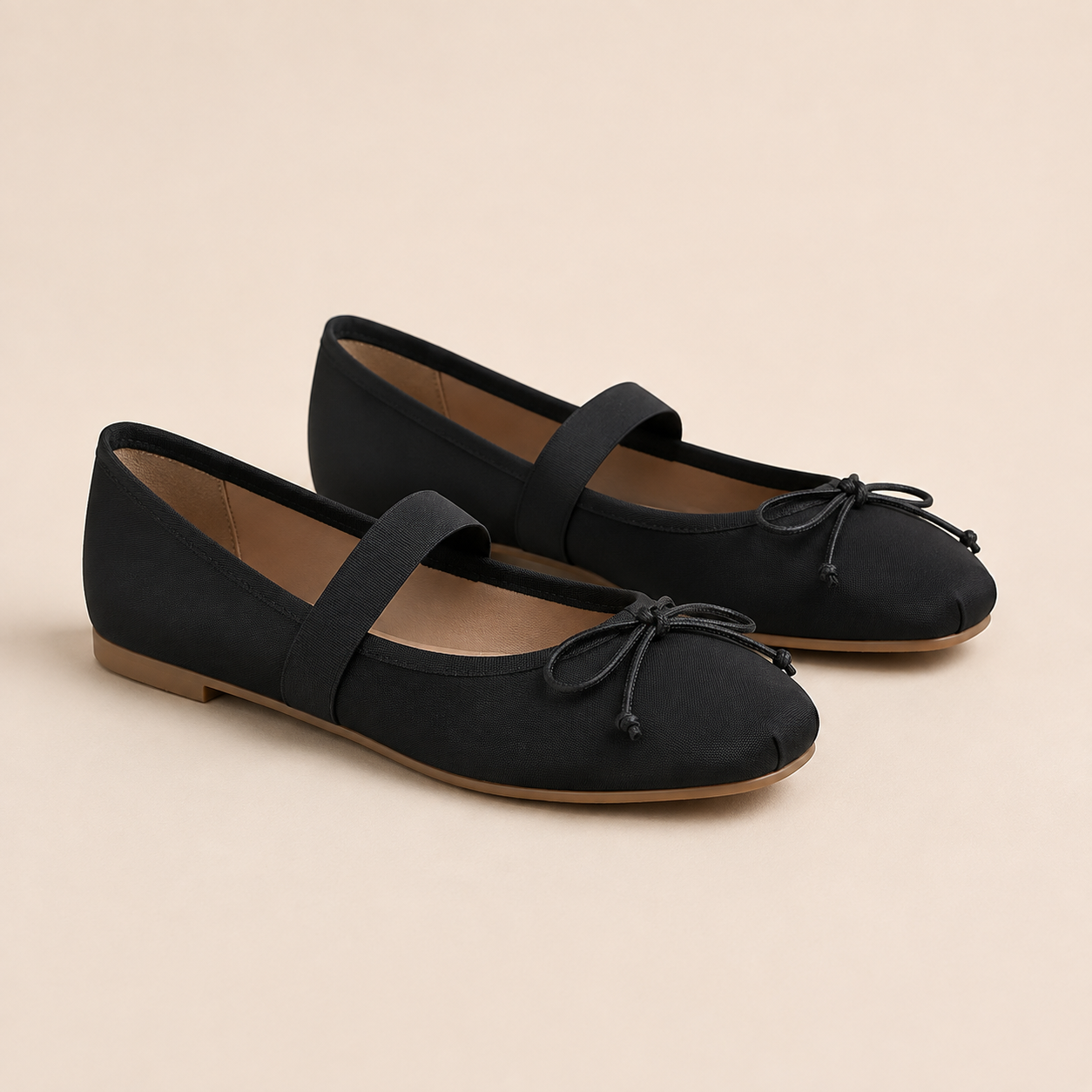 Women’s Satin Bow Ballet Flats with Elastic Strap