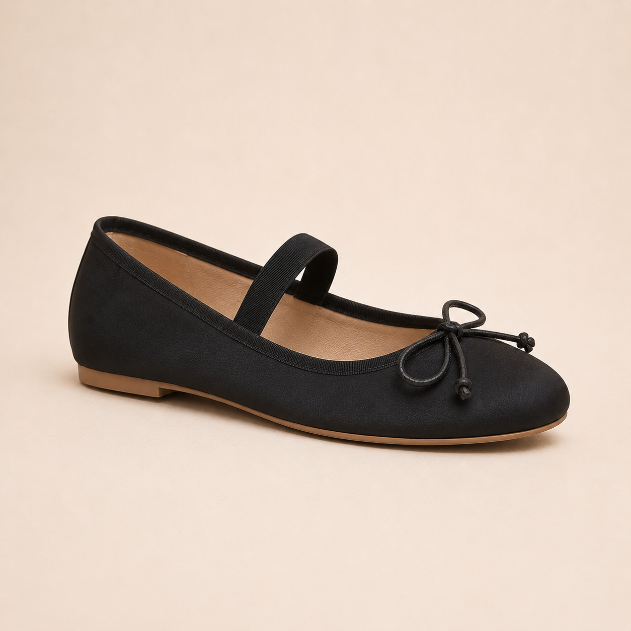 Women’s Satin Bow Ballet Flats with Elastic Strap