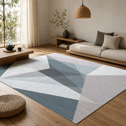 MODERN BLUE GEOMETRIC ARE RUG