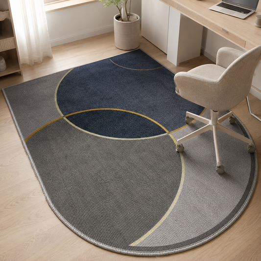 MODERN NAVY OVAL RUG